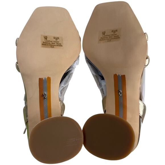 Sam Edelman Kia Block Heel Sandal in Gold Leaf Leather New in Box Size 7 - Picture 5 of 9